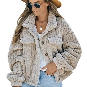 Button-Up Collared Fleece Jacket